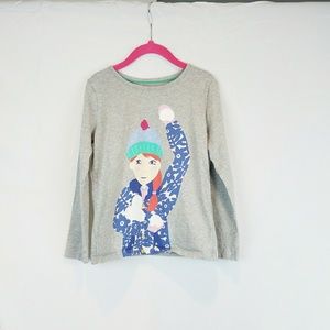 Mini Boden Fun Girl applique t-shirt Snowball 5 6